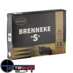 Balle PREVOT Brenneke ‘S’ 12/70 demi-blindée – 24 g par 10 www.tactirshop.fr