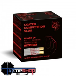 Cartouche Balle Slug GECO Compétition Black 26 gr cal.12/67,5 , boite de 100 www.tactirshop.fr