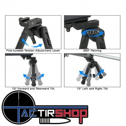 Bipied UTG Recon 360 TLD, hauteur centrale de 8 "à 12", 20 à 30 Cm Picatinny www.tactirshop.fr