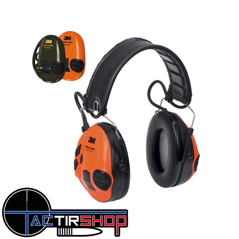 Casque électronique 3M™ PELTOR™ SportTac™ Coques Vert/Orange www.tactirshop.fr