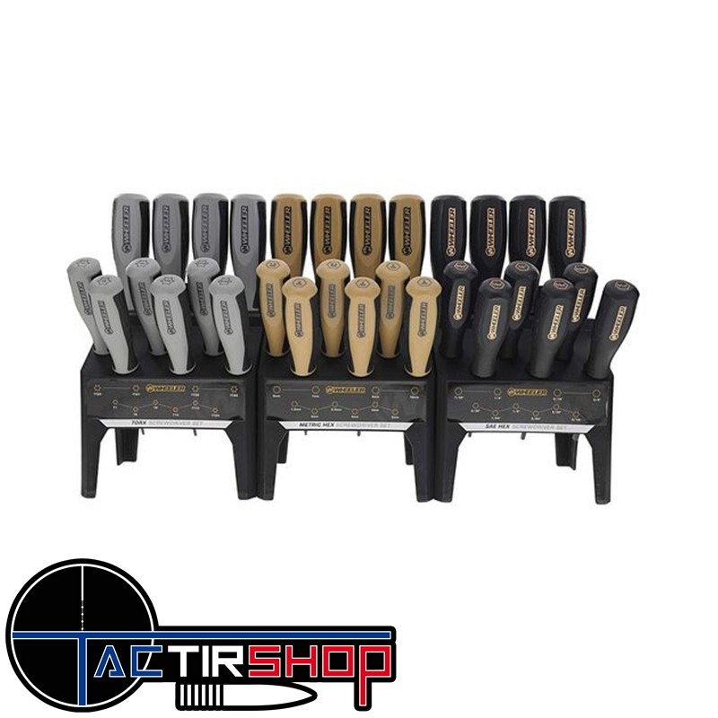 Jeu de tournevis Allen SAE/Métrique, Clés Torx Wheeler 30 Piece Hex/Torx Benchtop Screwdriver Set www.tactirshop.fr