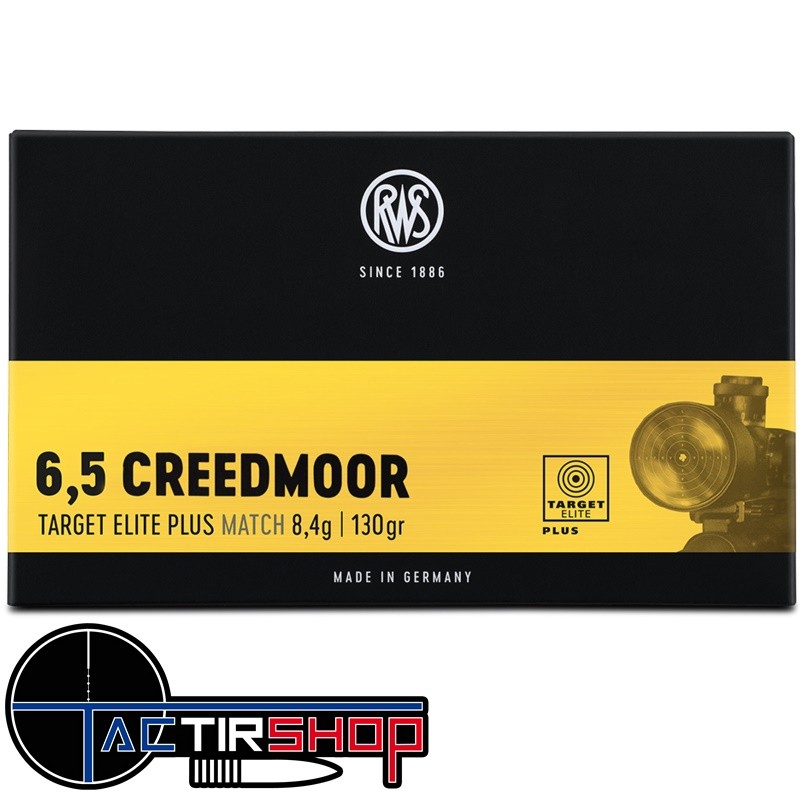 MunitionRWS Elite Target plus 6,5 Creedmoor  8,4g/130gr par 20 www.tactirshop.fr