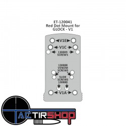 Plaque adaptatrice point rouge Eemann Tech Red Dot Mount pour Glock V1 www.tactirshop.fr