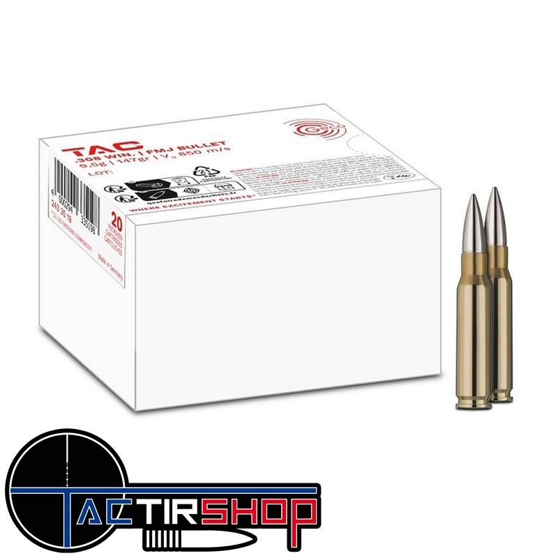 Munition GECO 308 WIN TAC 147grs FMJ par 20 www.tactirshop.fr