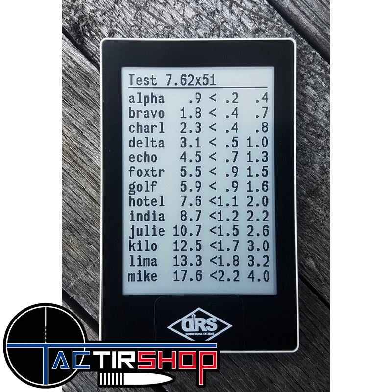 E-Dope Card Down Range Systems www.tactirshop.fr