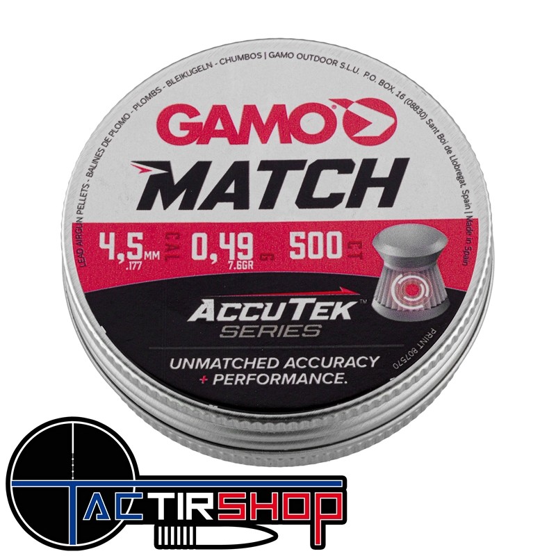 500 Plombs Gamo Match Accutek 4.5mm www.tactirshop.fr