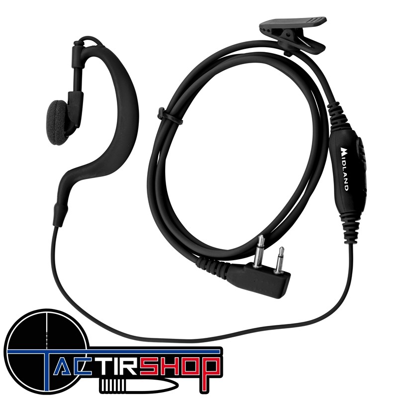Kit oreillette micro pour Talkie-walkie Midland G7/G9 noir www.tactirshop.fr