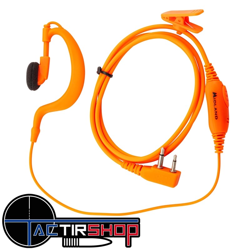 Kit oreillette micro pour Talkie-walkie Midland G7/G9 Orange www.tactirshop.fr