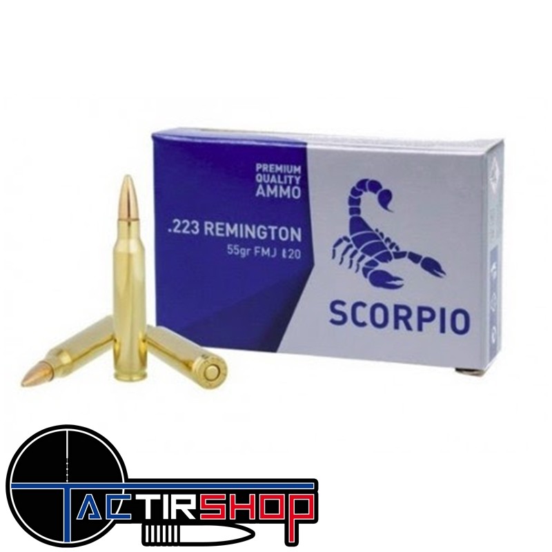Munitions STV Scorpio cal.223 Rem FMJ 55gr boite de 20 www.tactirshop.fr