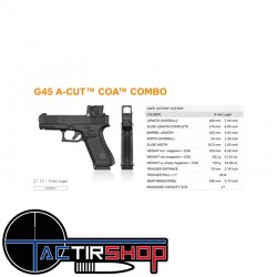 Pistolet GLOCK 45 FS A-CUT Combo AIMPOINT COA 9X19 www.tactirshop.fr