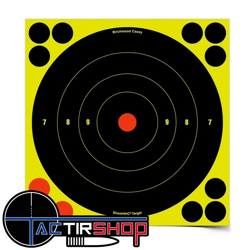 Cible Réactive BIRCHWOOD CASEY SHOOT•N•C BULL’S-EYE TARGET Diamètre 20cm par 6 www.tactirshop.fr