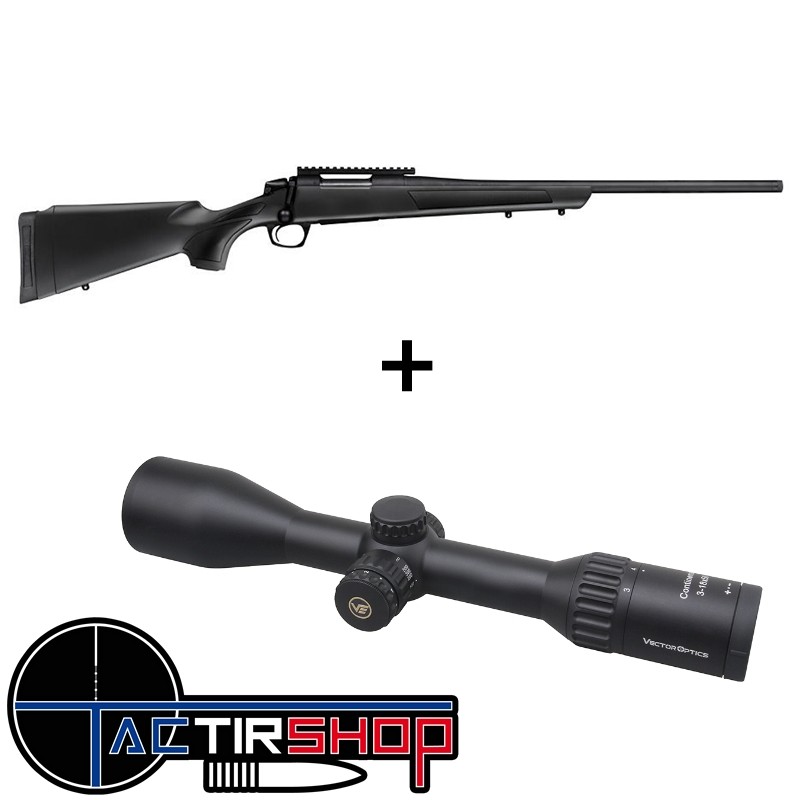 Pack Affut Carabine CVA Cascade Black Cerakote 308 Win + lunette Vector Optics Continental 3-18x50 www.tactirshop.fr