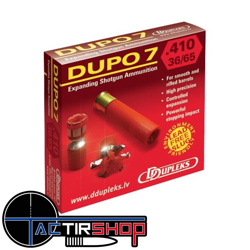 Cartouche a balle DDupleks Dupo 7 cal.410 www.tactirshop.fr