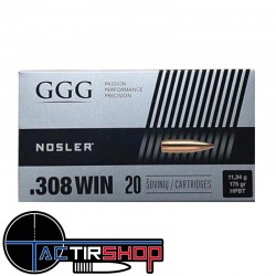Munition GGG 308 175 Gr NOSLER HPBT par 20 www.tactirshop.fr