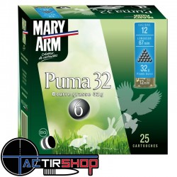 Cartouches MARY ARM PUMA 32 Calibre 12/67 32grs bourre grasse www.tactirshop.fr