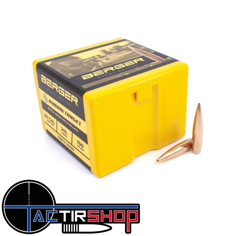 Ogives Berger Hybrid Target .30 215 Grain boite de 100 www.tactirshop.fr