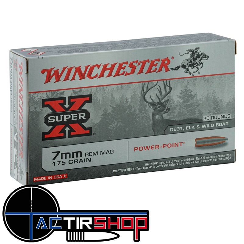 Munitions Winchester Power-Point 7mm Remington Magnum 175gr Boite 20 www.tactirshop.fr