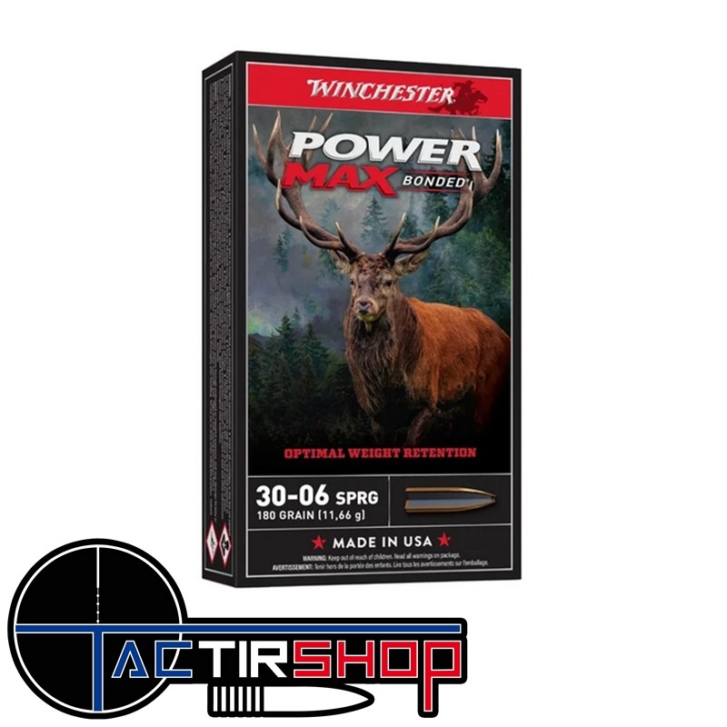 Munitions Winchester Power Max Bonded 30-06 Springfield 180gr Boite 20 www.tactirshop.fr