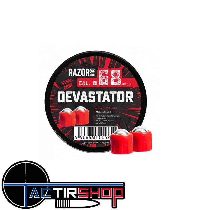 40 Balles acier DEVASTATOR rouges pour HDS68 - cal.68 www.tactirshop.fr