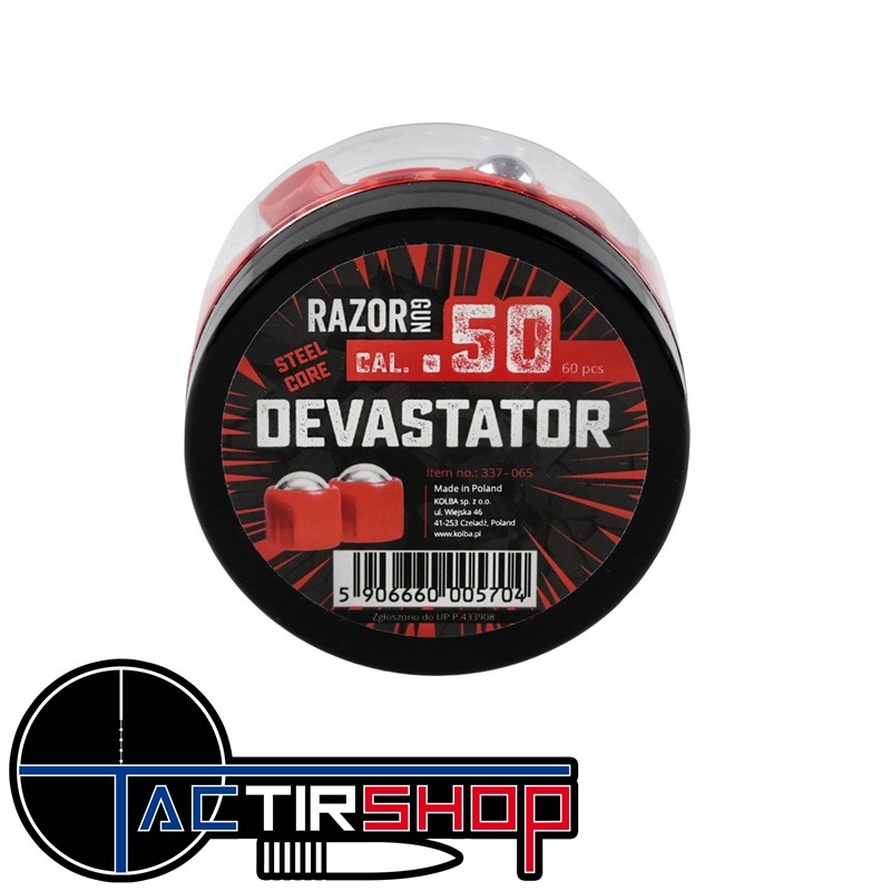 60 Balles acier DEVASTATOR rouges HDR50 / TR50 - cal.50 www.tactirshop.fr