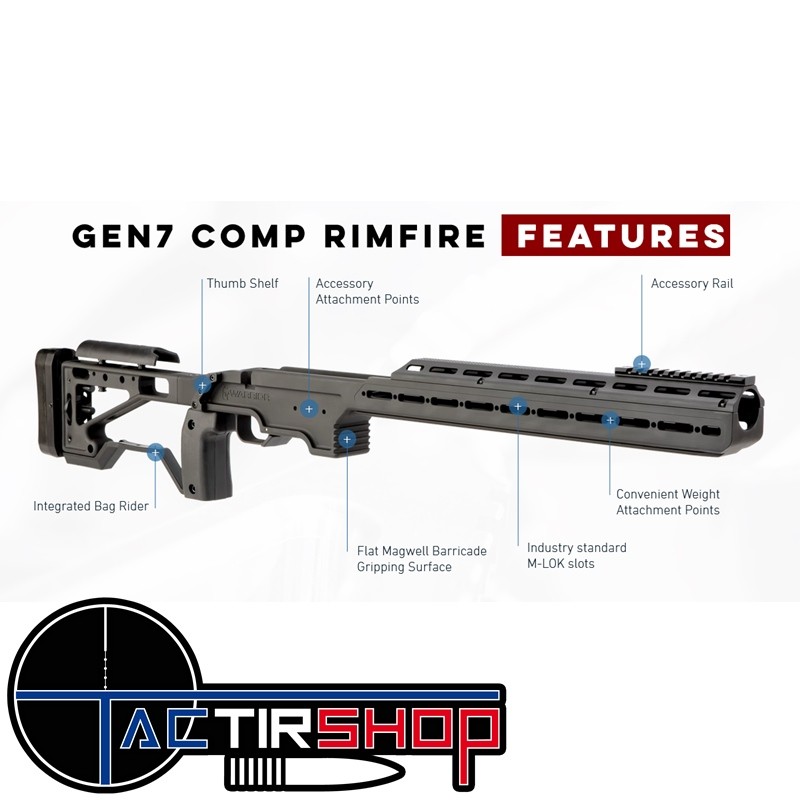 Châssis Warrior Gen7 Comp Rimfire CZ457 Noir www.tactirshop.fr