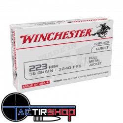 Munitions WINCHESTER cal.223 Rem FMJ 55 gr boite de 20 www.tactirshop.fr
