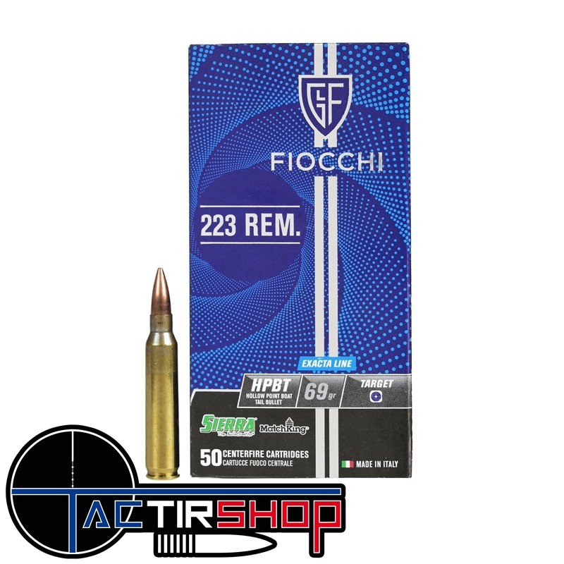 Munitions FIOCCHI cal.223 Rem Sierra HPBT 69gr boite de 50 www.tactirshop.fr