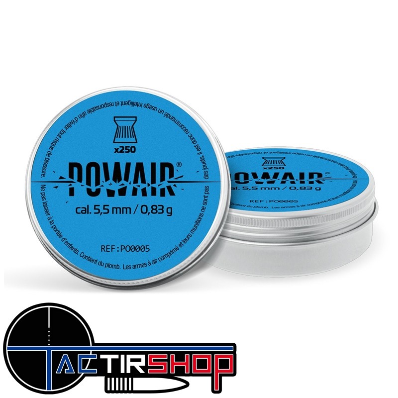 250 Plombs Plat Powair 5.5mm www.tactirshop.fr