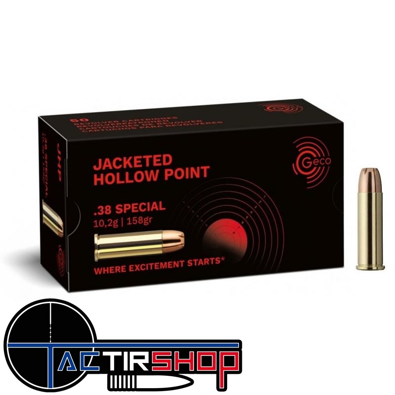Munitions Geco 38 spécial JHP 158gr boite de 50