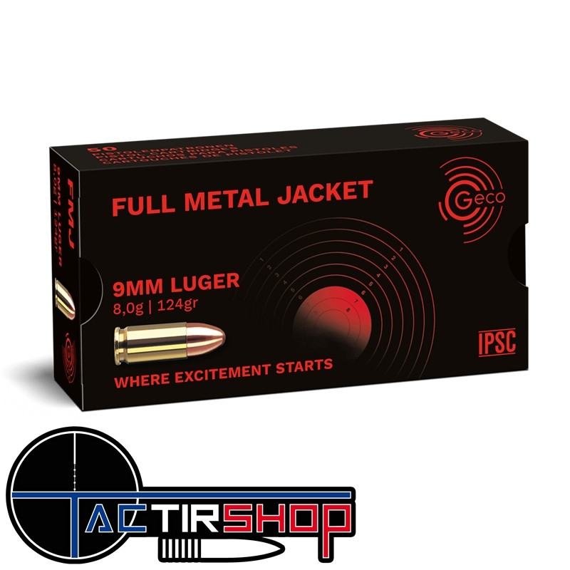 Munitions Geco 9mm FMJ 124 gr boite de 50 www.tactirshop.fr