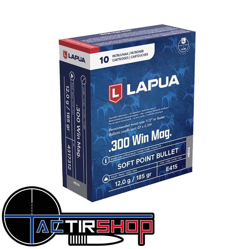Munitions Lapua Mega 300 Win Mag 185gr E415 boite de 10 www.tactirshop.fr