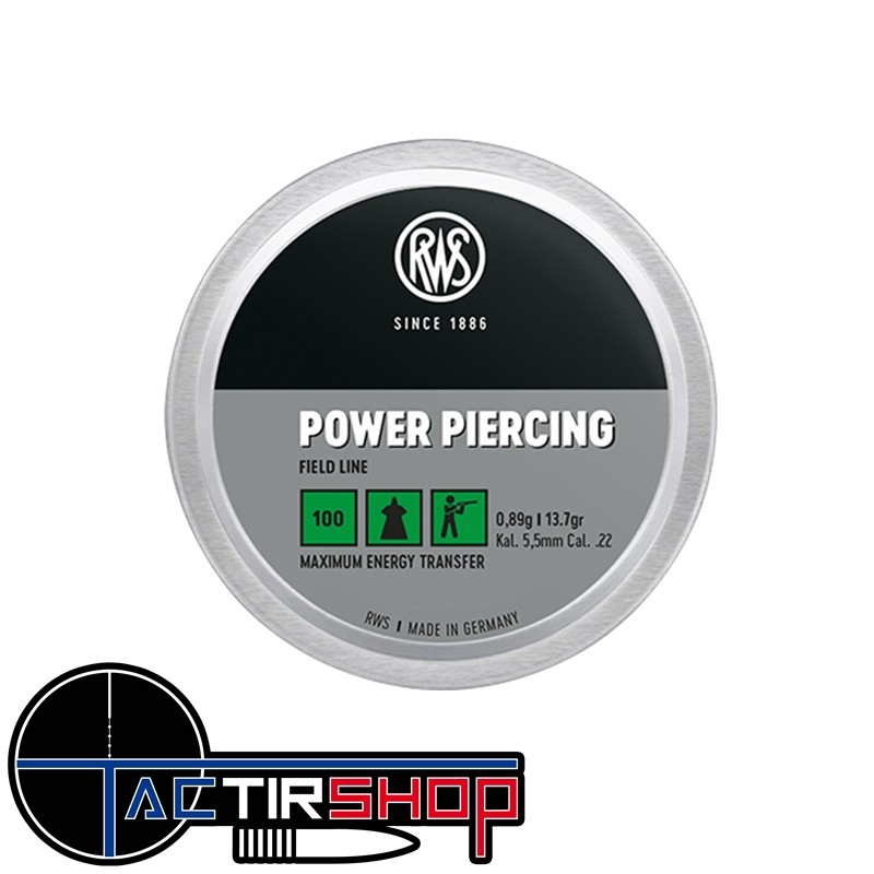 100 Plombs RWS Power Piercing 5.5 mm 13,7 grains www.tactirshop.fr