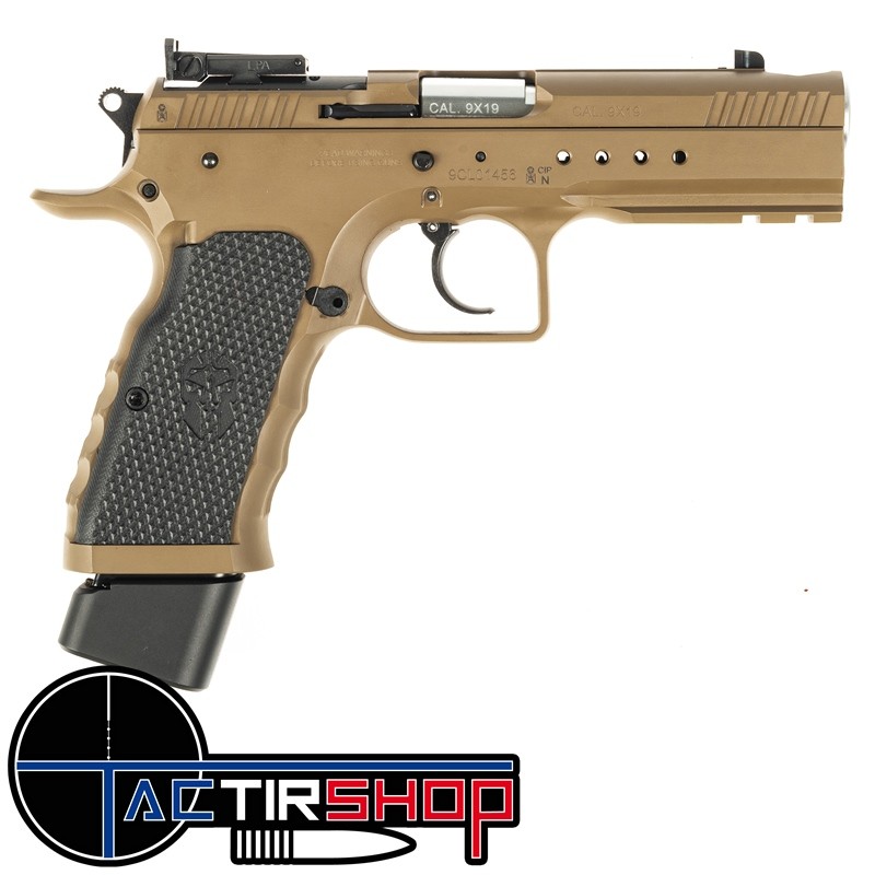 Pistolet TANFOGLIO HEPTAGON TACTICAL Calibre 9X19 Optic Ready FDE www.tactirshop.fr