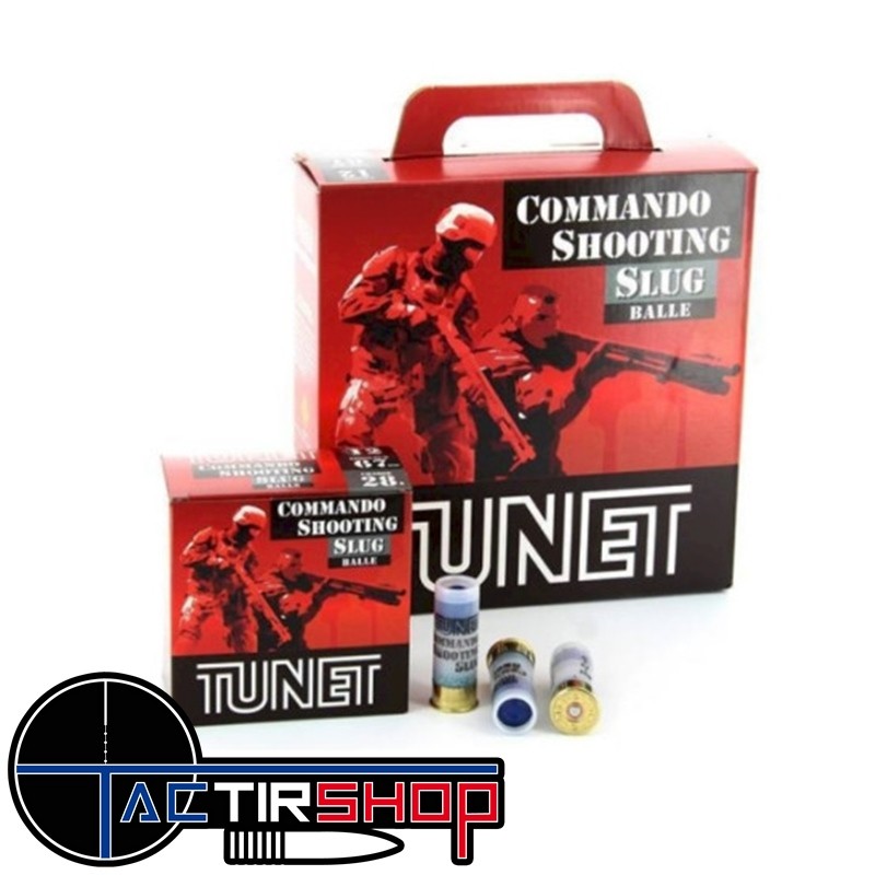 Pack de 100 cartouches TUNET COMMANDO SHOOTING Slug Calibre 12/67 www.tactirshop.fr