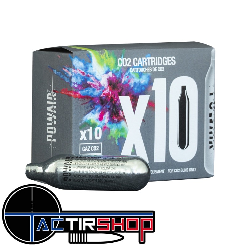 Boite de 10 cartouches CO2 Powair 8gr www.tactirshop.fr