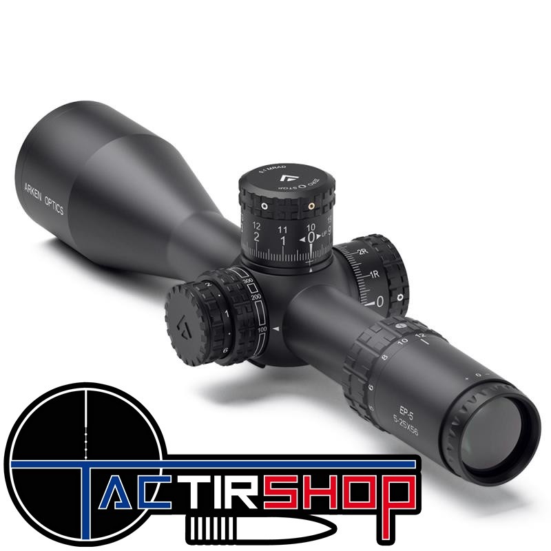 Lunette de tir Arken Optics 5-25X56 FFP MIL VPR Réticule EP5 avec Zero Stop - Tube 34mm www.tactirshop.fr