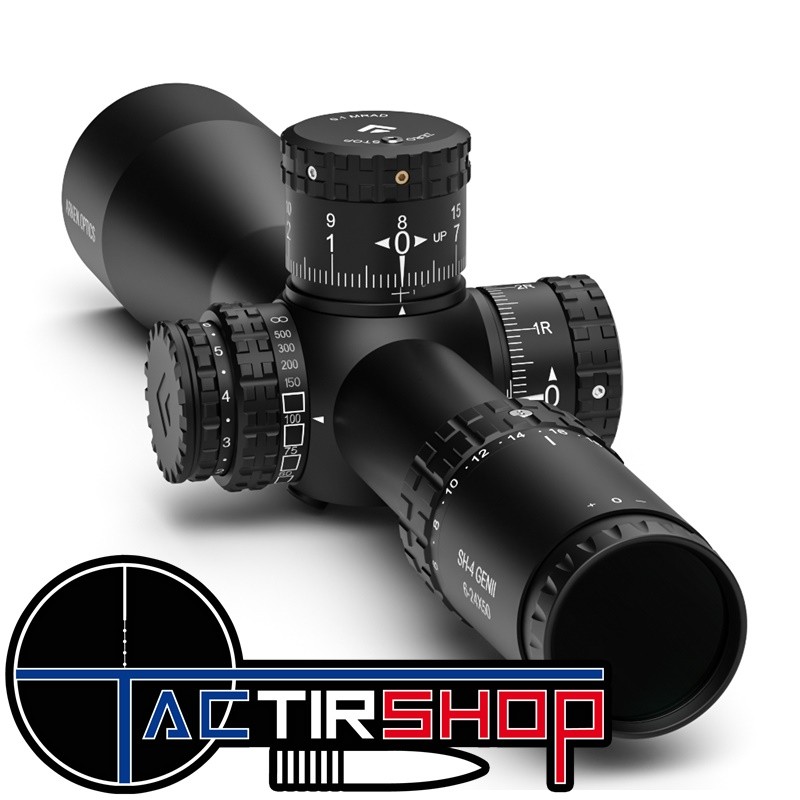 Lunette de tir Arken Optics SH4 6-24X50 GEN2 VPR Réticule Lumineux avec Zero Stop - Tube 34mm www.tactirshop.fr