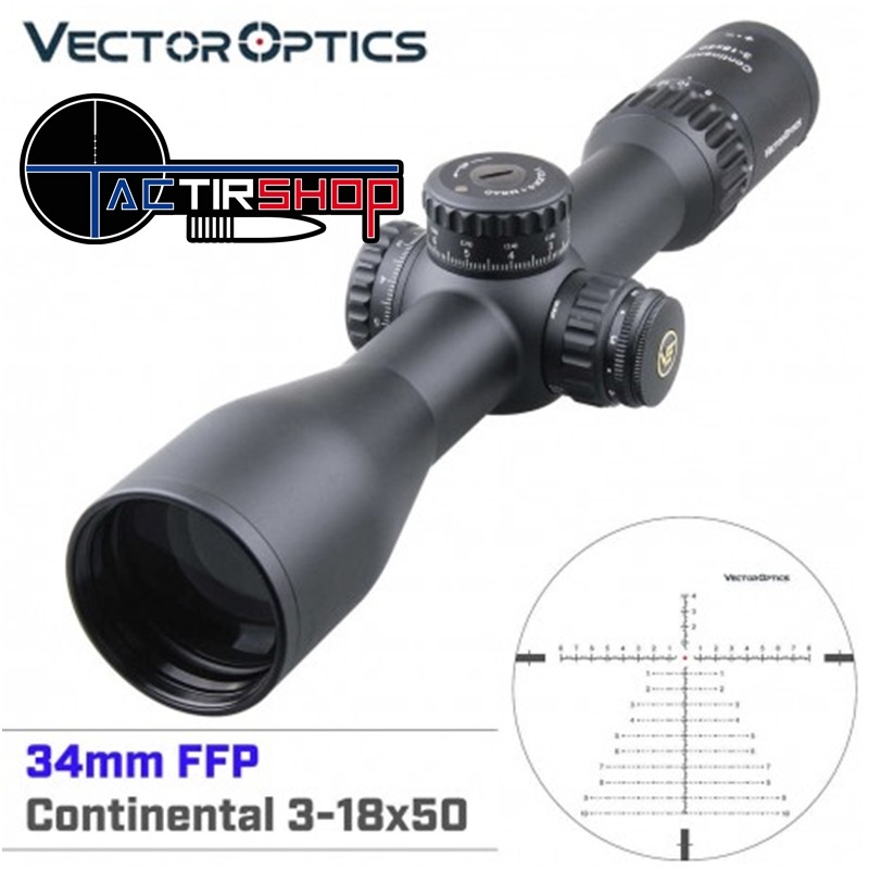 Lunette de visée Vector Optics 34 mm Continental 3-18x56 FFP sur Tactirshop
