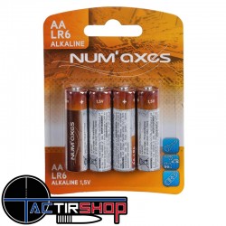 NUM'AXES - Blister 4 piles AA LR06 alcalines 1,5 V www.tactirshop.fr