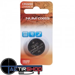 NUM'AXES - Blister 1 pile CR2450 lithium 3 V (Equivalence : DL2450) www.tactirshop.fr