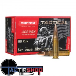 Munition Norma 308 Win. Tactical 9,5g Boite de 50 www.tactirshop.fr